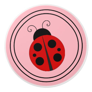 Cute Ladybug on Pink Ceramic Knob