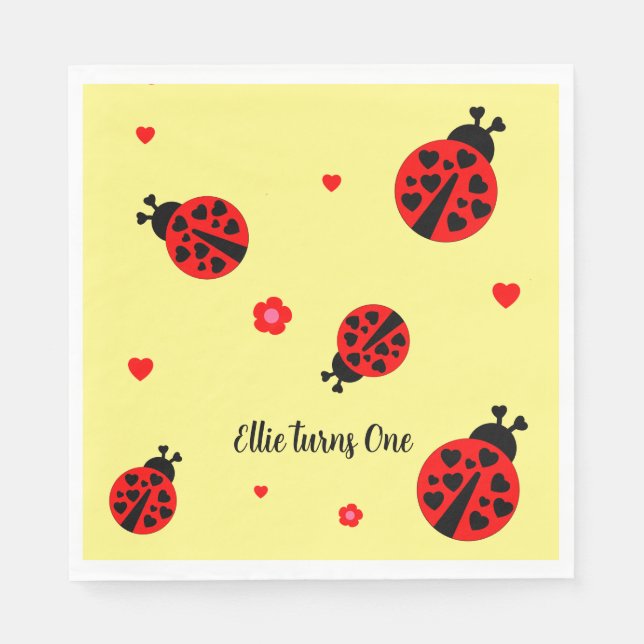 Cute Ladybug Paper Napkin (Front)