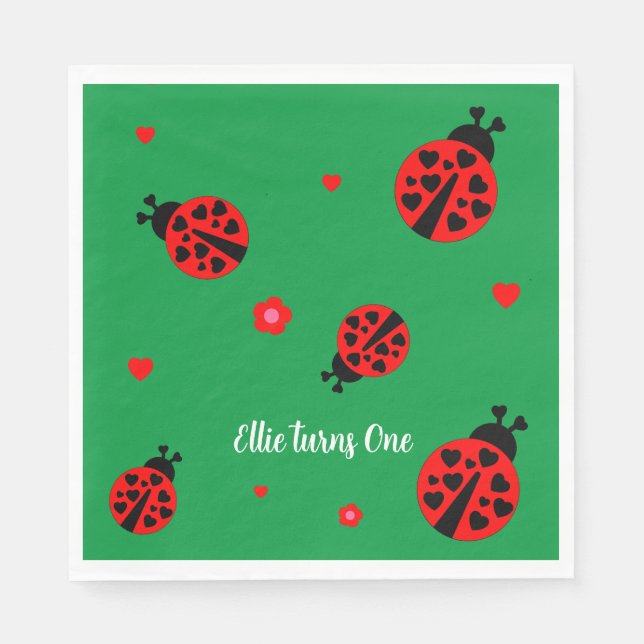 Cute Ladybug Paper Napkin (Front)