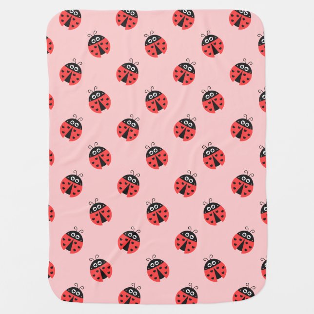 Cute Ladybug Pattern for Sweet Baby Girls Swaddle Blanket (Front)
