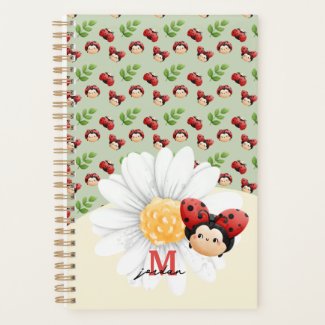 Cute LadyBug Pattern Kids Notebook With Name