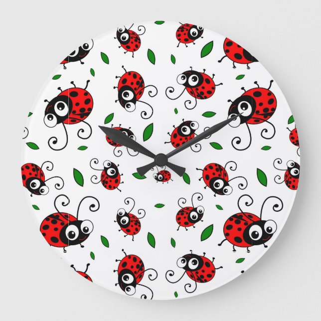 Cute ladybug pattern large clock (Front)