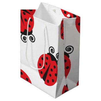 Cute Ladybug Pattern Medium Gift Bag by DoodleDeDoo at Zazzle