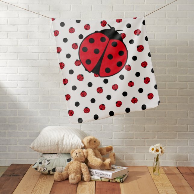 Cute Ladybug pattern polka dots Baby Blanket (In Situ)