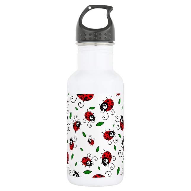 Cute ladybug pattern stainless steel water bottle (Front)