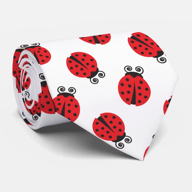 Cute Ladybug Pattern Tie (Rolled)