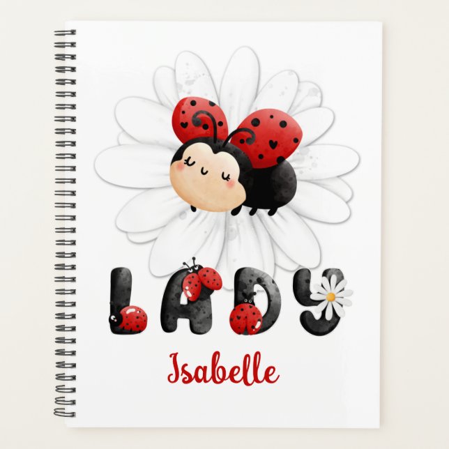 Cute Ladybug Personalized Girl Planner (Front)