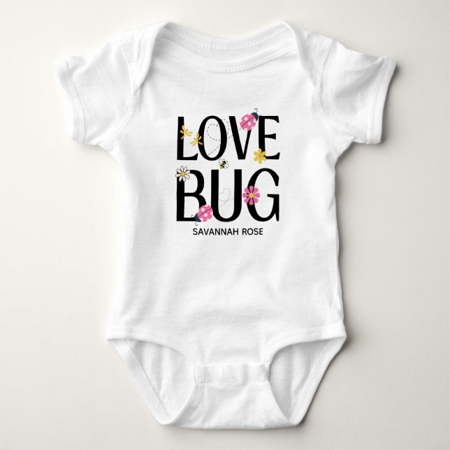 Cute Ladybug Pink Girl Baby Shower Bodysuit (Front)