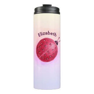 Cute Ladybug Pink Girl Namе Thermal Tumbler