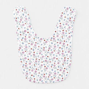 Cute Ladybug Polka dot Daisy Flower Rustic Pattern Baby Bib