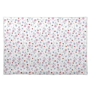 Cute Ladybug Polka dot Daisy Flower Rustic Pattern Cloth Placemat