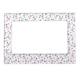 Cute Ladybug Polka dot Daisy Flower Rustic Pattern Magnetic Frame