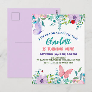 Cute Ladybug Polka dot floral Flower Birthday name Postcard