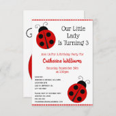 Cute Ladybug Polka Dot Llittle Girl Birthday Party Invitation (Front/Back)