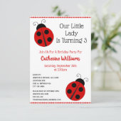 Cute Ladybug Polka Dot Llittle Girl Birthday Party Invitation (Standing Front)