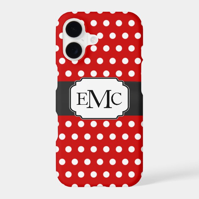 Cute Ladybug Polka Dots 3 Initials iPhone 7 Case (Back)