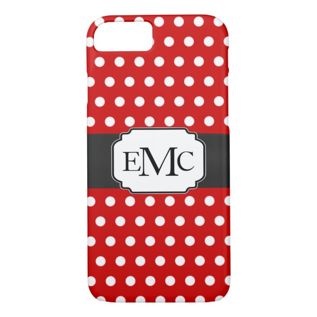 Cute Ladybug Polka Dots 3 Initials iPhone 7 Case (Back)