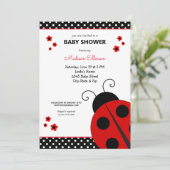 Cute Ladybug Polka Dots Baby Shower Invitation (Standing Front)