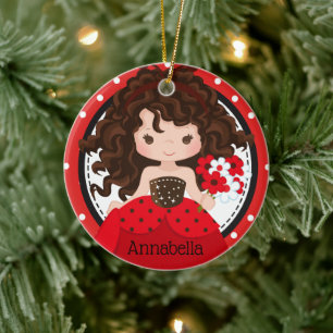 Cute Ladybug Princess Personalized Ceramic Ornamen Ornament