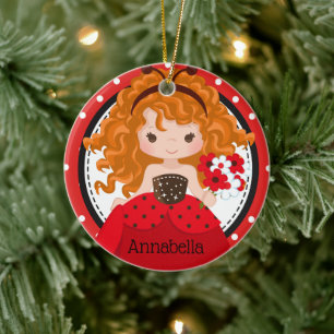 Cute Ladybug Princess Personalized Ceramic Ornamen Ornament