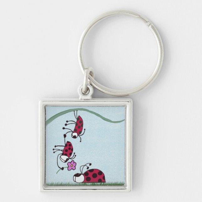 Cute Ladybug Professing His Love Painting Keychain (Front)
