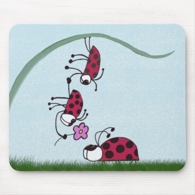 Cute Ladybug Professing His Love Painting Mouse Pad (Front)