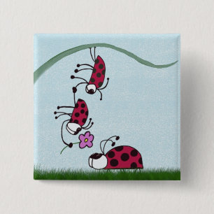 Cute Ladybug Professing His Love Painting Pinback Button