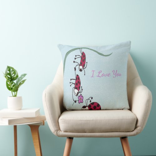 Cute Ladybug Professing his Love Throw Pillow