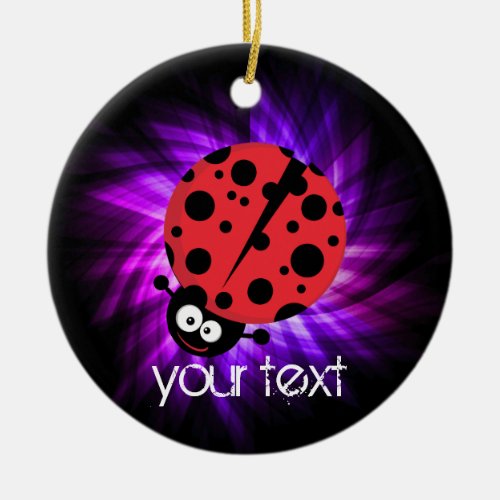 Cute Ladybug Purple Ceramic Ornament