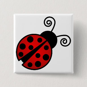 Cute Ladybug - Red and Black Button
