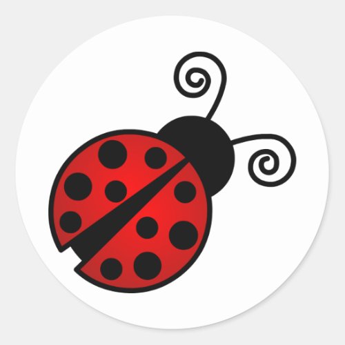 Cute Ladybug _ Red and Black Classic Round Sticker