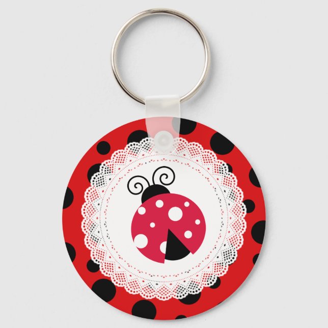 Cute Ladybug Red and Black Keychain (Front)
