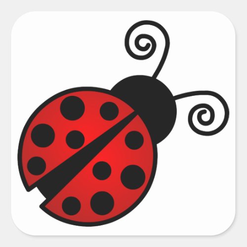 Cute Ladybug _ Red and Black Square Sticker