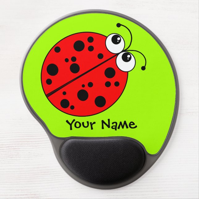 Cute Ladybug Red and Green Gel Mouse Pad (Front)
