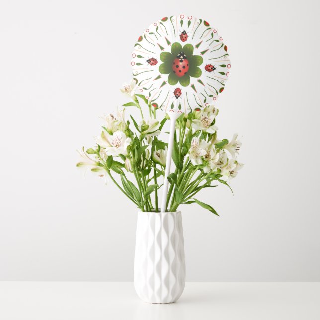 Cute Ladybug - Red & Green on White Party Balloon (Vase)