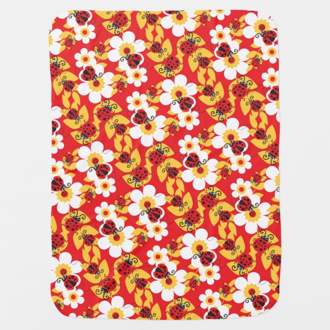 Cute ladybug red patterned baby blanket (Front)