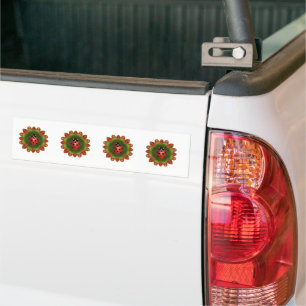 Cute Ladybug Red White Green Bumper Sticker
