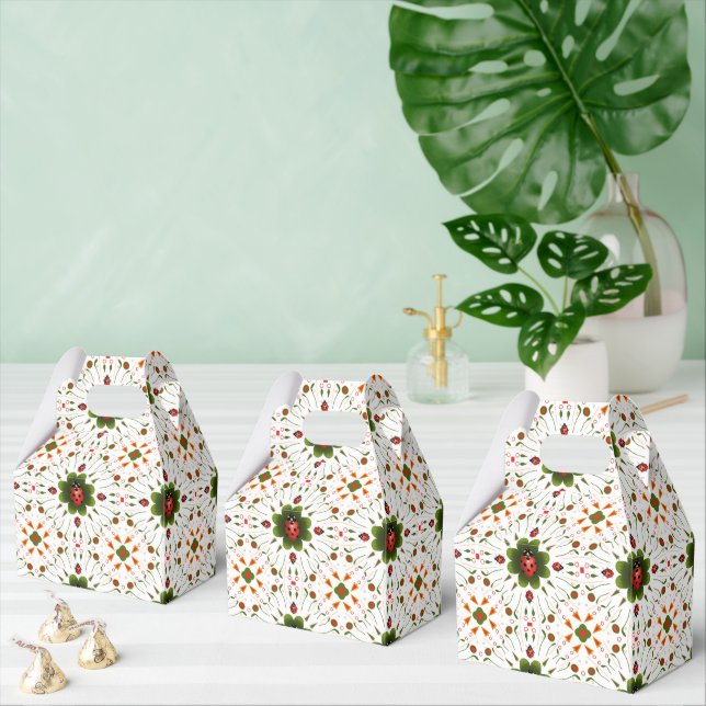 Cute Ladybug Red White Green  Favor Boxes (Multiple)