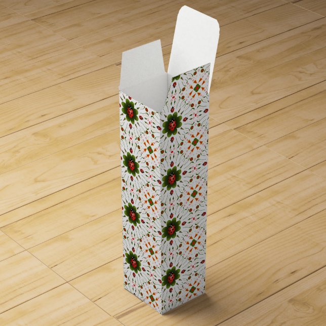 Cute Ladybug Red White Green Wine Box (Opened)