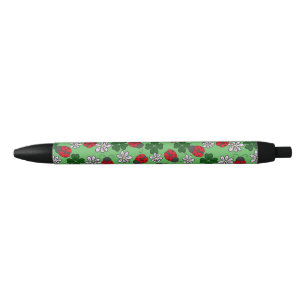 Cute Ladybug res and green pattern Pen