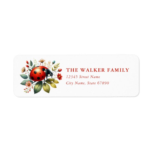 Cute Ladybug Return Address Labels (Front)