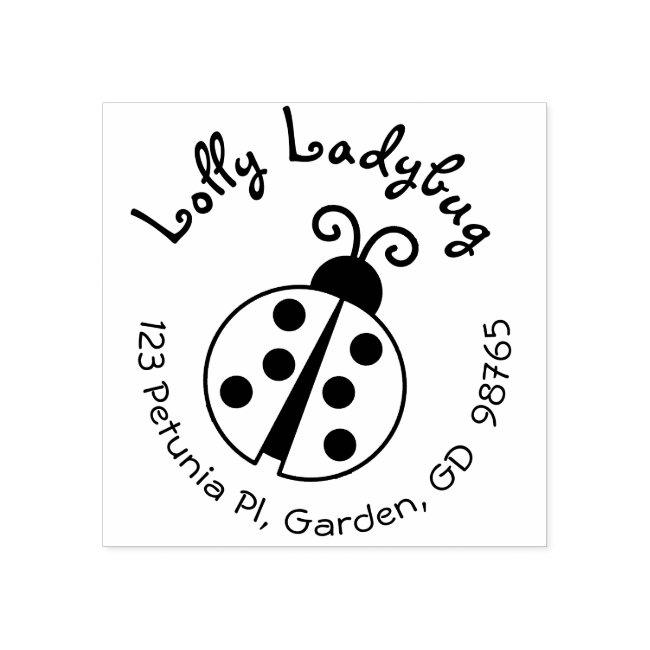 Cute Ladybug Return Address Stamp For Kids Round