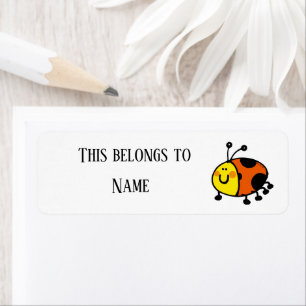 Cute Ladybug School Name Label