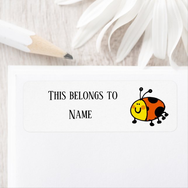 Cute Ladybug School Name  Label (Insitu)