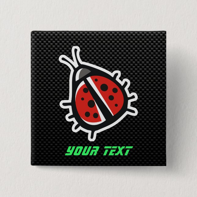 Cute Ladybug; Sleek Pinback Button (Front)