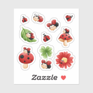 Cute Ladybug Sticker Set - Whimsical Nature Design