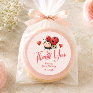 Cute Ladybug Thank You Baby Shower Classic Round Sticker