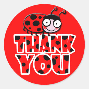 cute ladybug thank you classic round sticker