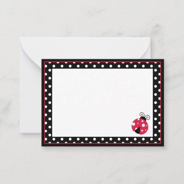 Cute Ladybug Thank You Mini Note Card (Front)