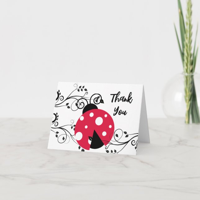 Cute Ladybug Thank You Notes  (Front)